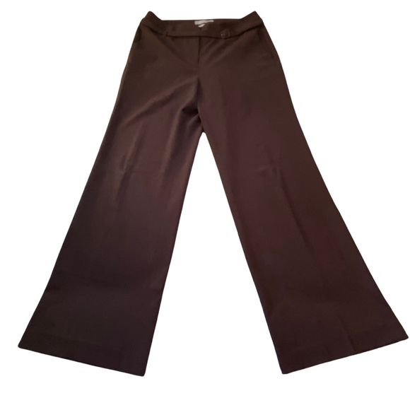 Liz Claiborne Audra Brown Wide Leg Pants Size 8 Belt Office Siren Trouser Career - Picture 1 of 16